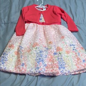 Blueberi boulevard pink flower dress with cardigan